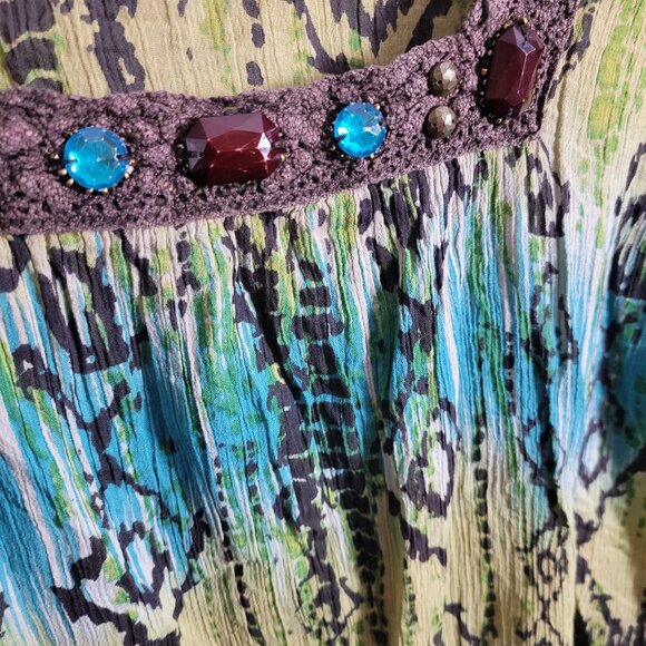 Essentials Blouse Beads Gauze 2X/3X Embellished BOHO chic hippie cottagecore Y2K - Picture 4 of 9